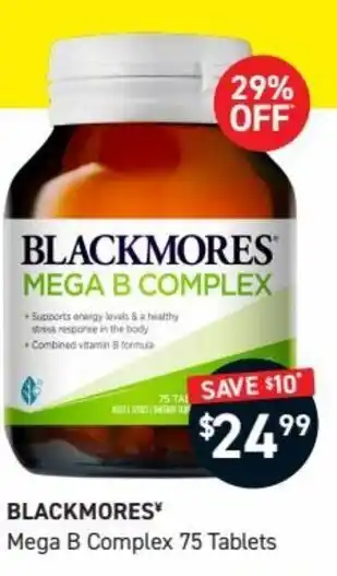 Chemist King Blackmores Mega B Complex 75 Tablets offer