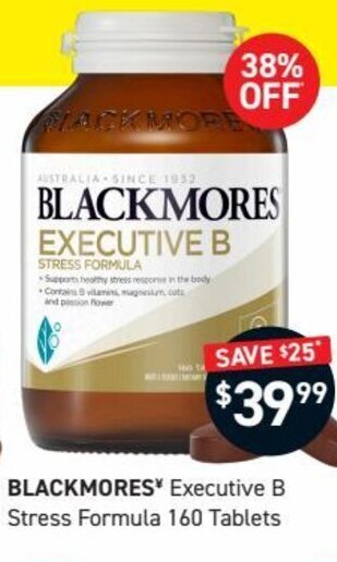 Chemist King Blackmores Executive B Stress Formula 160 Tablets offer