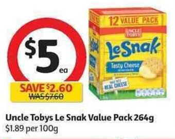 Coles Uncle Tobys Le Snak Value Pack 264g offer