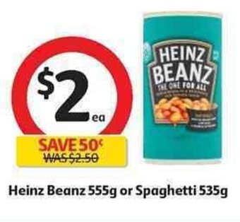 Coles Heinz Beanz 555g or Spaghetti 535g offer