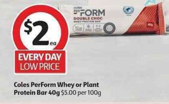 Coles Coles Perform Whey or Plant Protein Bar 40g offer