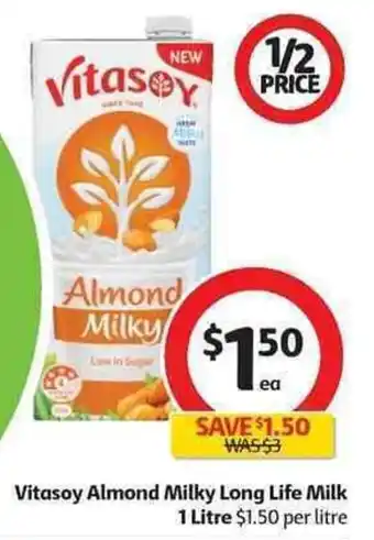 Coles Vitasoy Almond Milky Long Life Milk 1 Litre offer