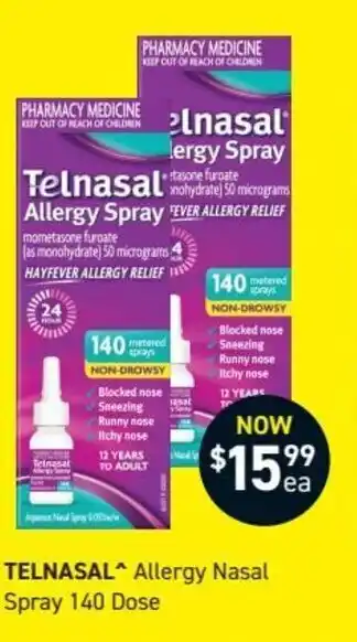 Chemist King Telnasal Allergy Nasal Spray 140 Dose offer