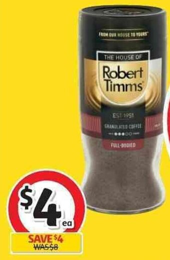 Coles Robert timms Granulated Instant Coffee 200g offer