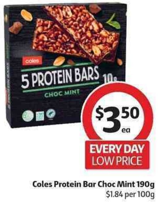 Coles Protein Bar Choc Mint 190g offer at Coles