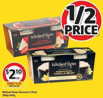 Coles Wicked Sister Desserts 2 Pack 200g-340g offer