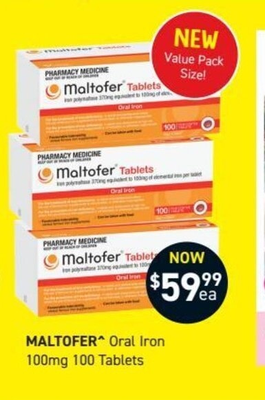Maltofer Oral Iron 100 mg 100 Tablets offer at Chemist King