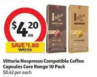 Coles Vottoria Nespresso Compatible Coffee Capsules Core Range 10 Pack offer