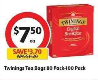 Coles Twinings Tea Bags 80 Pack-100 Pack offer