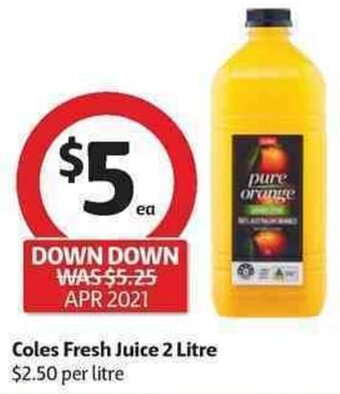 Coles Coles Fresh Juice 2 Litre offer