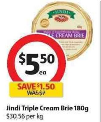Coles Jindi Triple Cream Brie 180g offer