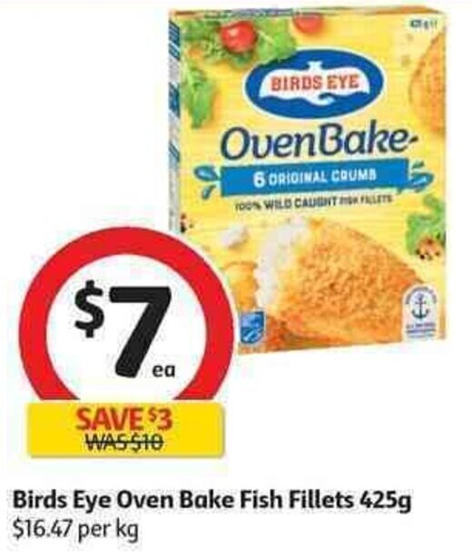 Birds Eye Oven Bake Fish Fillets 425g offer at Coles