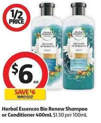 Coles Herbal Essences Bio Renew Shampoo or Conditioner 400ml offer
