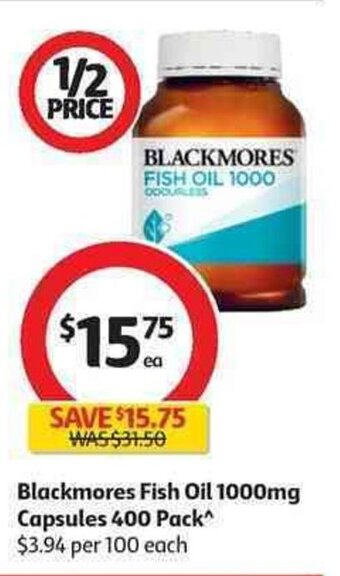 Coles Blackmores Fish Oil 1000mg Capsules 400 Pack offer