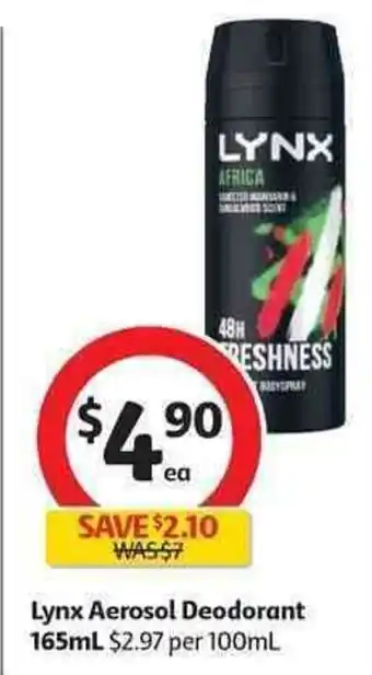 Coles Lynx Aerosol Deodorant 165ml offer