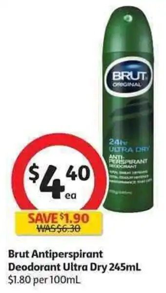 Coles Brut Antiperspirant Deodorant Ultra Dry 245ml offer