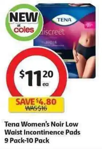 Tena Women's Noir Low Waist Incontinence Pads 9 Pack-10 Pack