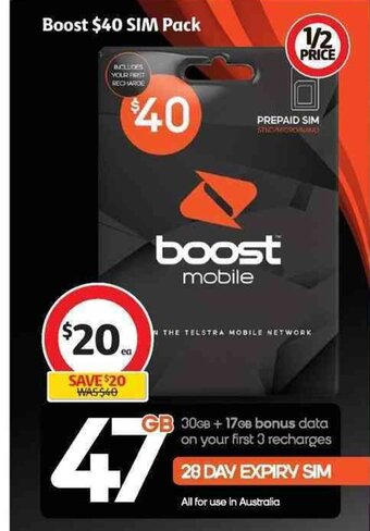 Coles Boost $40 SIM Pack offer