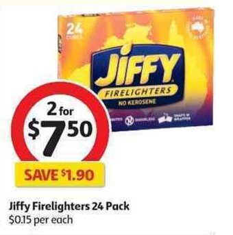 Coles Jiffy Firelighters 24 Pack offer