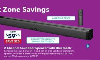 Jaycar Electronics 2 channel soundbar speaker with bluetooth offer
