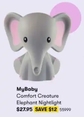 BIG W MyBaby Comfort Creature Elephant Nightlight offer