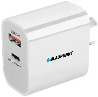 Coles Blaupunkt dual wall adaptor with c and a usb 20w offer