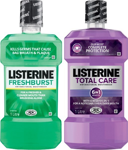 Listerine mouthwash 1 litre selected varieties offer at IGA