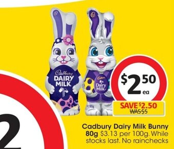 Coles Cadbury Dairy Milk Bunny 80g offer