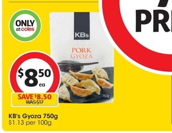 Coles KB's Gyoza 750g. offer