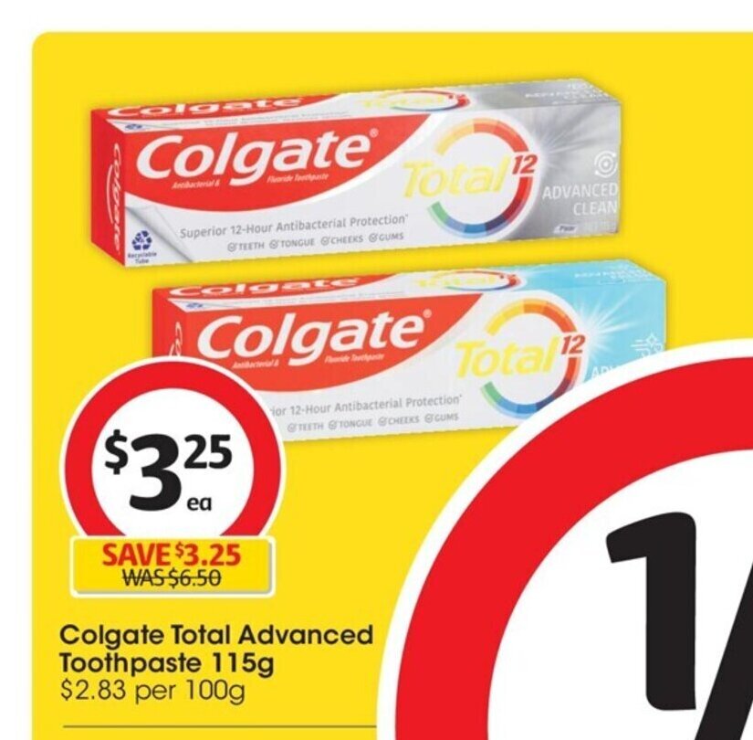 Colgate Total Advanced Toothpaste 115g. offer at Coles