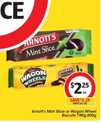 Coles Arnott's Mint Slice or Wagon Wheel Biscuits 190g-200g offer