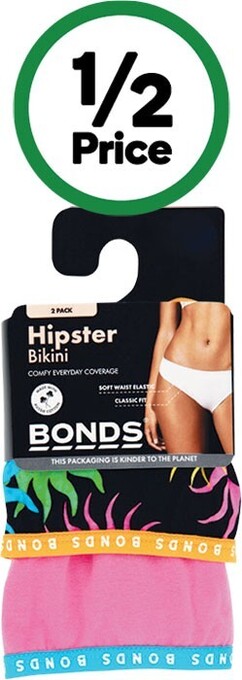 Woolworths Bonds women’s hipster boyleg or bikini pk 2 offer