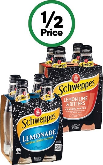 Woolworths Schweppes mixers or mineral water 4 x 300ml offer