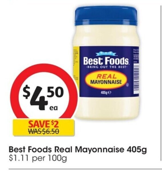 Best Foods Real Mayonnaise 405g offer at Coles