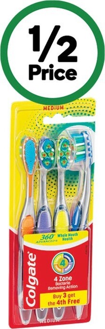 Woolworths Colgate 360 advanced toothbrush pk 4 offer