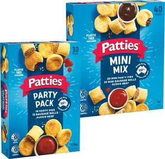 Patties combo pack mini pies or sausage rolls 1 kg or patties party pack 1.25 kg
