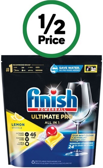 Woolworths Finish ultimate pro dishwasher tablets pk 46 or 0% pk 48 offer
