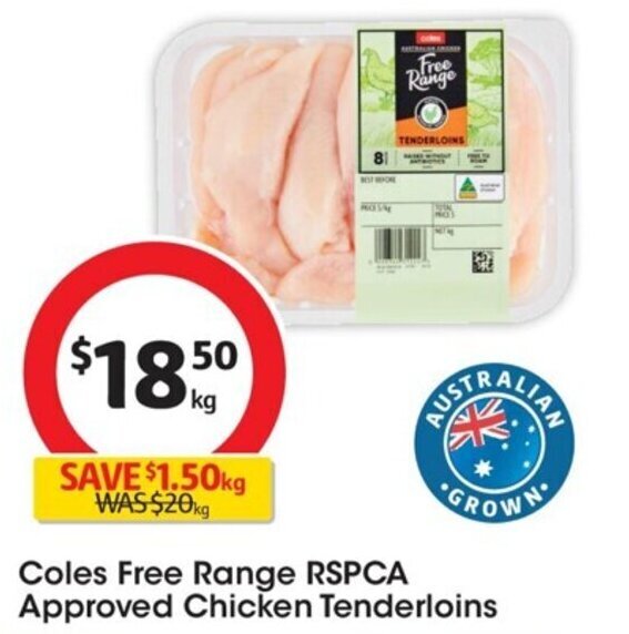 Coles Free Range RSPCA Approved Chicken Tenderloins offer at Coles