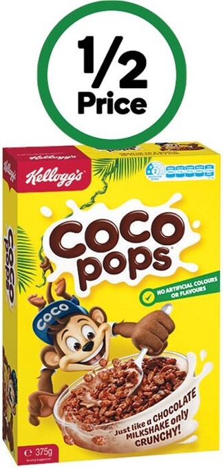 Woolworths Kellogg’s coco pops 375g offer