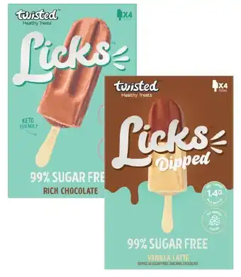 Coles Twisted licks sticks 4 pack 320ml offer