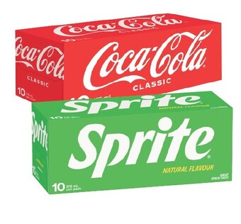 Coles Coca-cola, fanta or sprite soft drink or mount franklin lightly sparkling water 10x375ml offer
