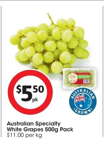 Coles Australian Specialty White Grapes 500g pack offer
