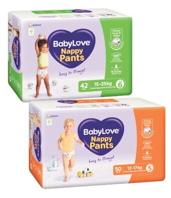 Coles Babylove jumbo nappy pants 42 pack-56 pack offer