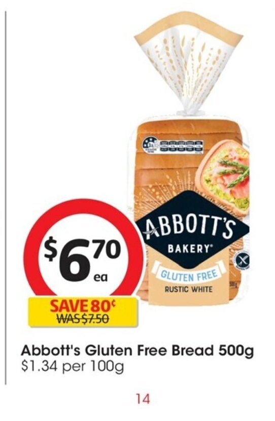 Abbot's Gluten Free Bread 500g offer at Coles
