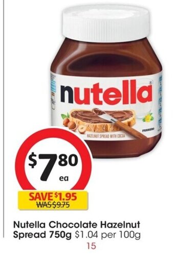 Coles Nutella Chocolate Hazelnut Spread 750g. offer