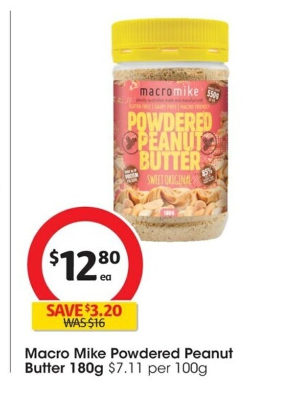 Macro Mike Powdered Peanut Butter 180g offer at Coles