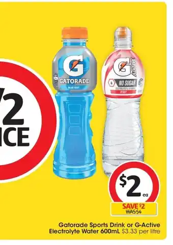 Coles Gatorade Sports Drink or G-Active Electrolyte Water 600 ml. offer