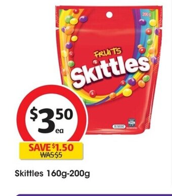 Coles Skittles 160g-200g offer