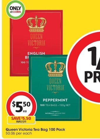 Coles Queen Victoria Tea Bag 100 Pack offer