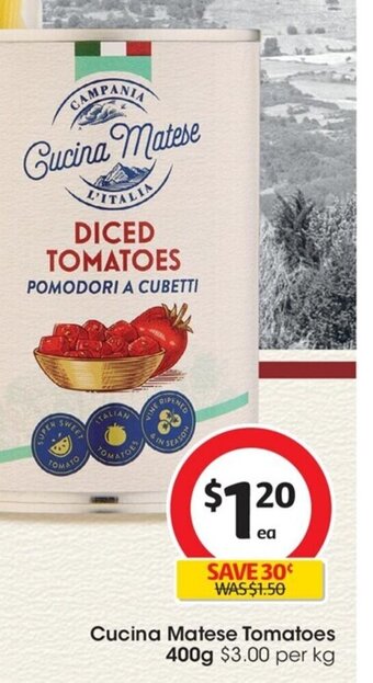 Coles Cucina Matese Tomatoes 400g offer